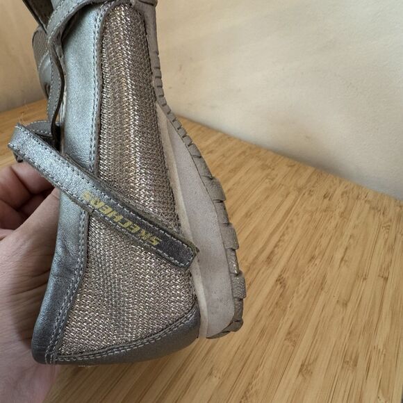 Skechers Ballet Sneaker Pewter Gray Sz 8.5 Mary Jane Metallic - Picture 8 of 12